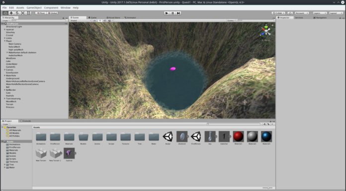 Der in Blender erstellte Diamant wird in der Spielwelt im Unity-Editor platziert.
